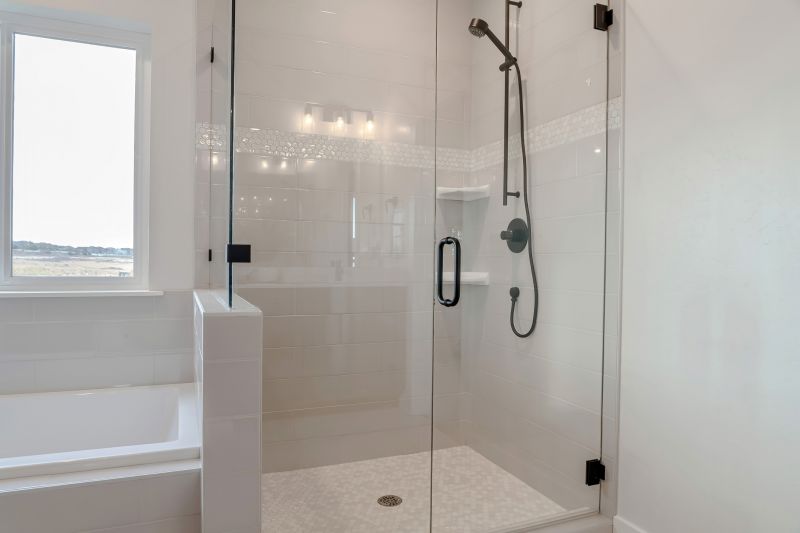 Luxurious Shower with Black Hardware Accents